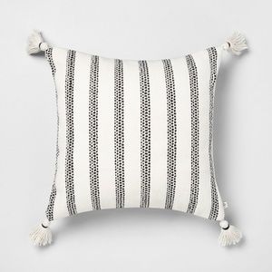 Hearth & Hand Accents - Hearth & Hand black stripe square pillow tassels Hearth & Hand Accents - Hearth & Hand black stripe square pillow tassels